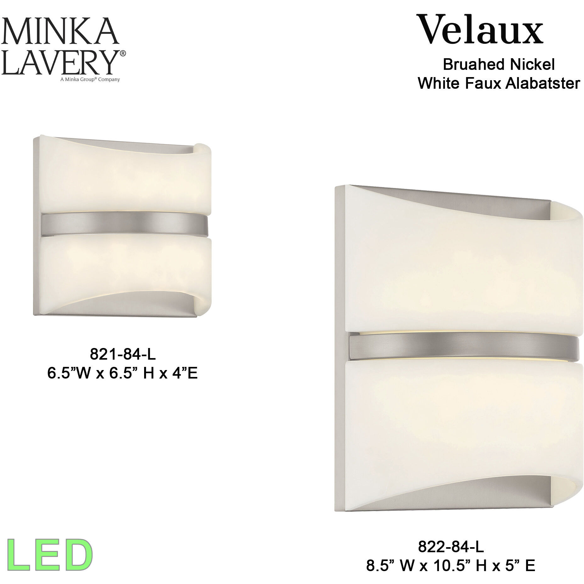 Velaux LED 6.5 inch Brushed Nickel Wall Sconce Wall Light